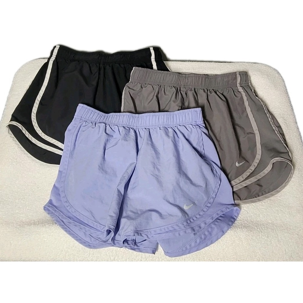 3 Nike Dri-Fit Shorts Womens Size Sm Lined Running Active‎ Gray Black Lt. Purple